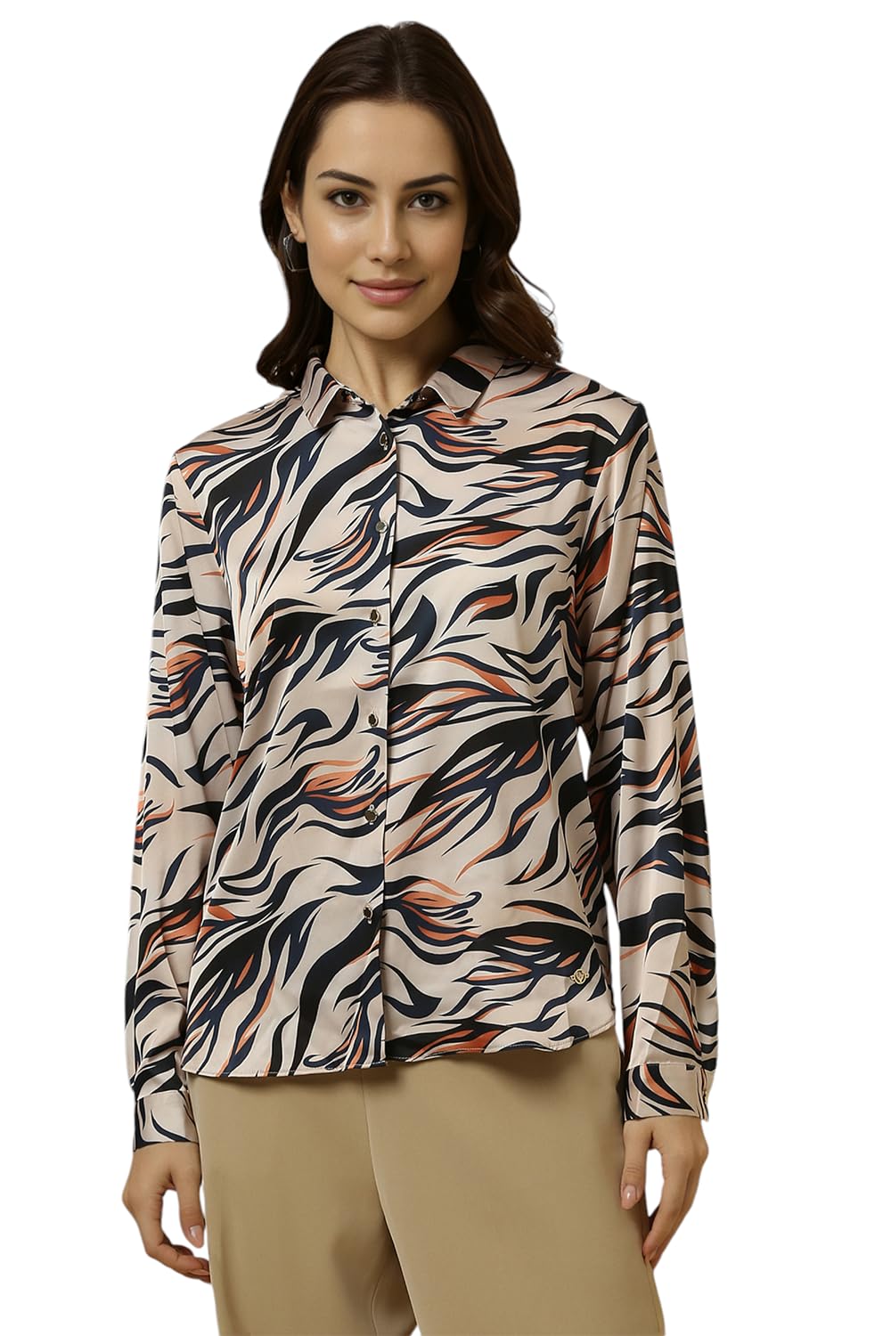 Allen Solly Women Printed Formal Cotton Full Sleeve Stretch Shrug