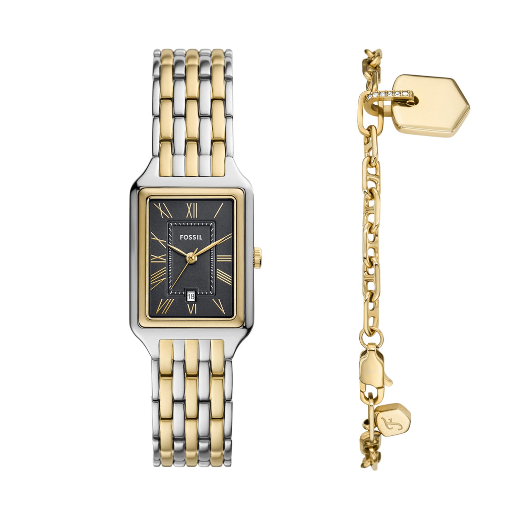 Fossil Women's Raquel Three-Hand Date Two-Tone Stainless Steel Watch and Bracelet Set
