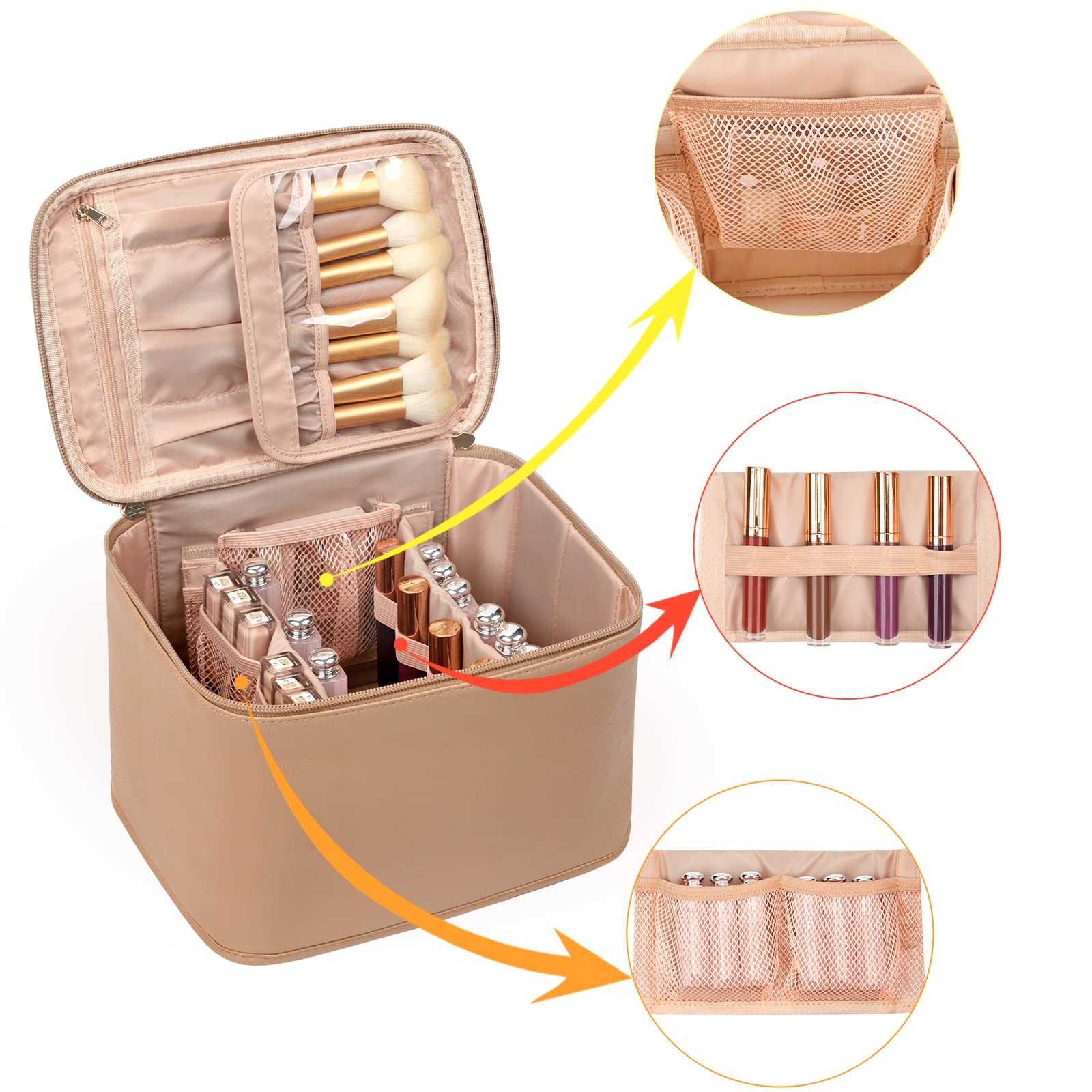 OCHEAL Makeup Bag,Large Travel Makeup Bag Organizer Cosmetic Bags for Women Washable Make Up Bag Makeup Organizer Case with Divi