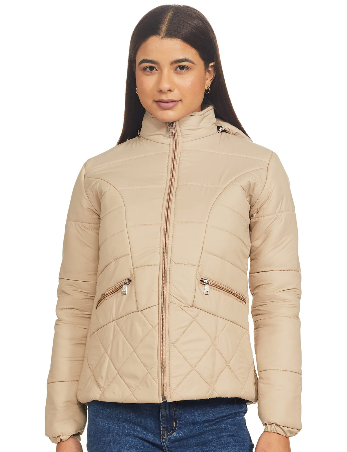 Christy World Womens puffer jacket(WMN_JKT_123_BEIGE_S)
