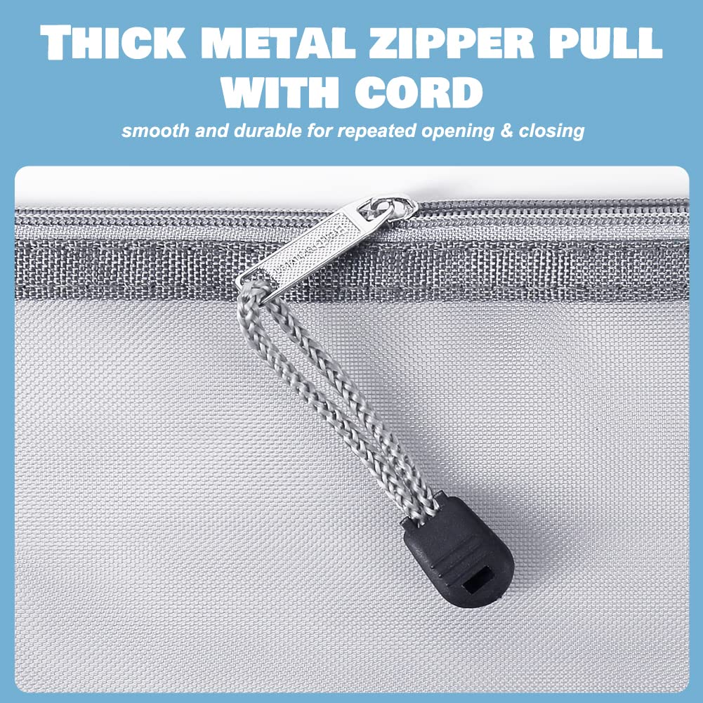 HRX Package Small Mesh Cosmetic Bags with Zipper, 6pcs Grey Makeup Pouches Travel Organizer Case for Purse Diaper Bag