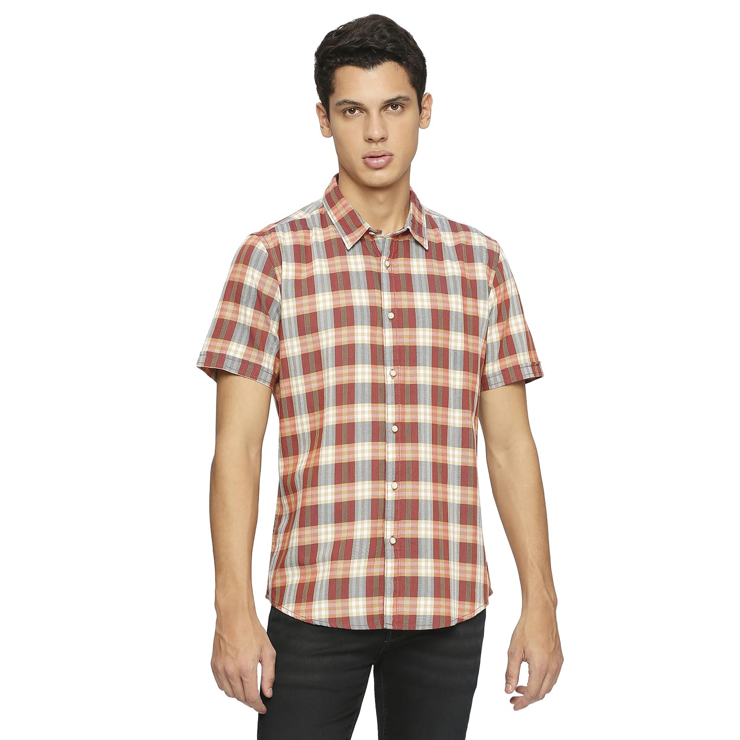 Pepe Jeans MenS Checkered Regular Fit Shirt (Pm308103_Red