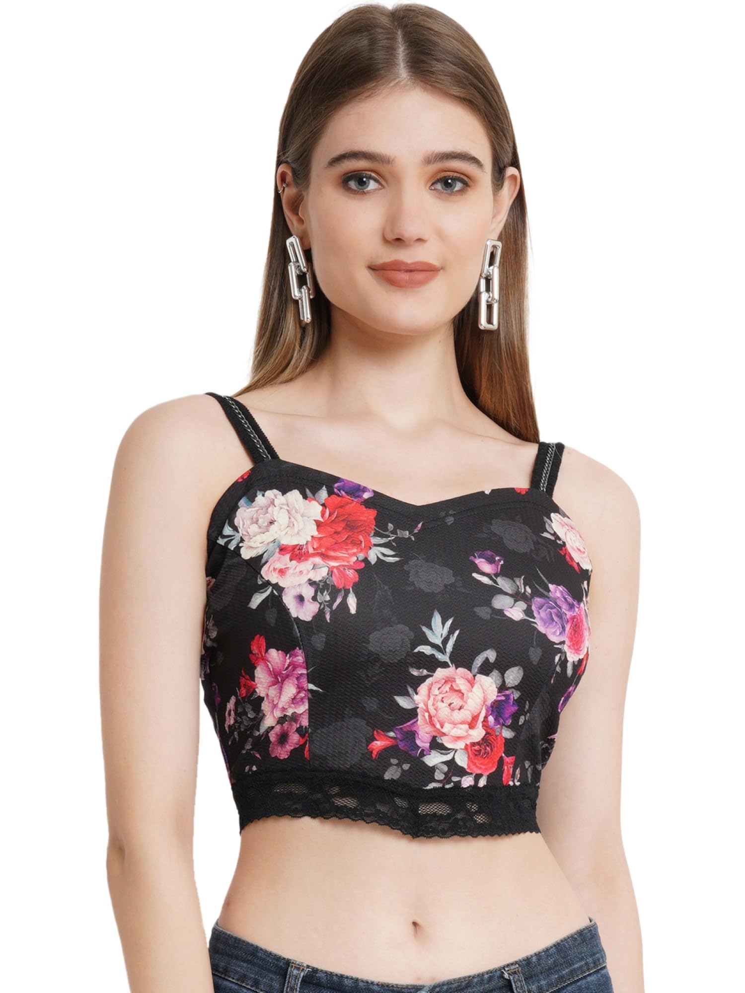 POPWINGS Casual Crop Top for Women || V-Neck Women Crop Tops for Summer || Stylish Western Sleeveless Crop Tops Multicolour