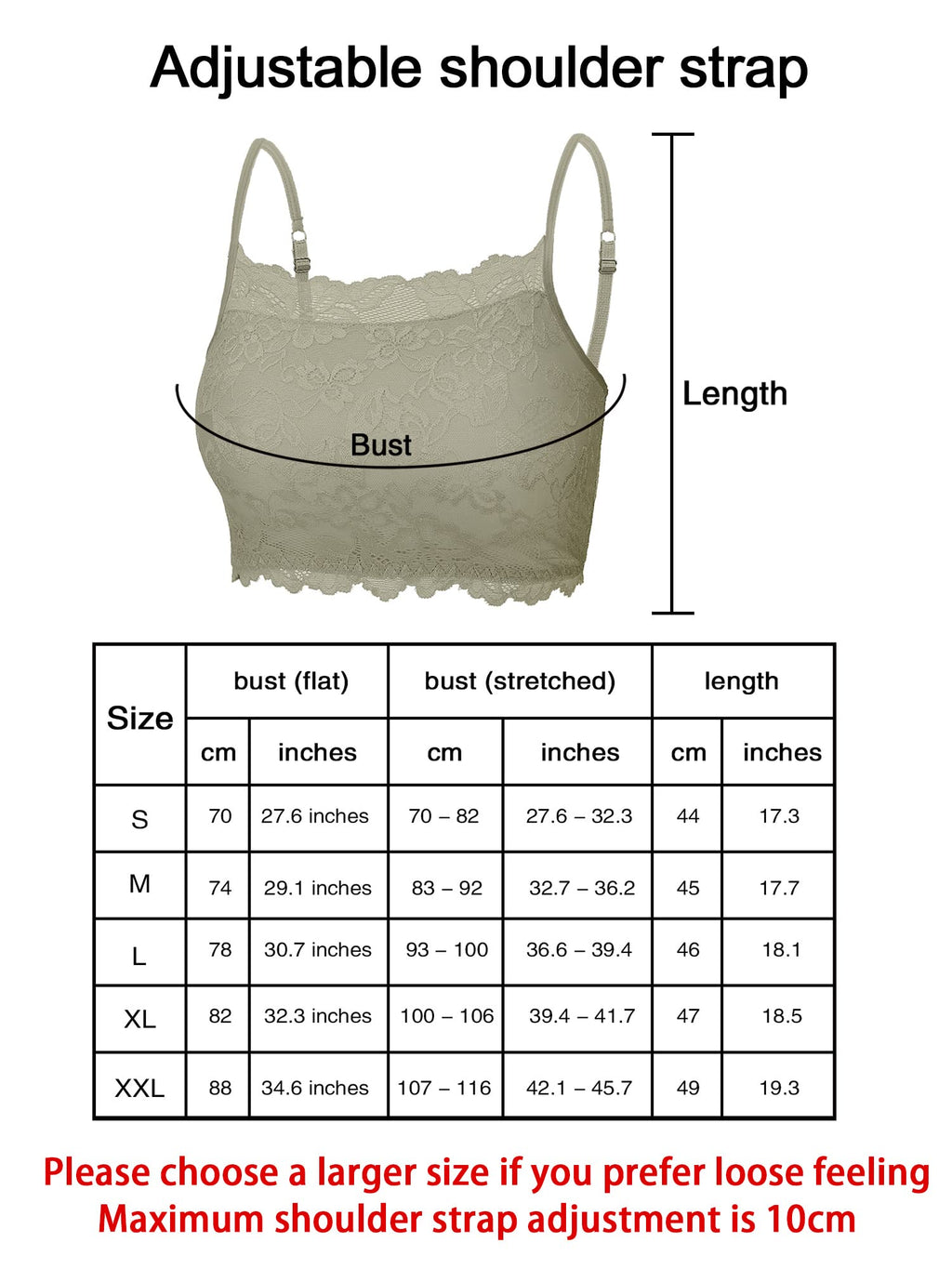 New 4 Pieces Women's Lace Cami Stretch Lace Half Cami Breathable Lace Bralette Top for Women Girls (Black, White, X-Large)