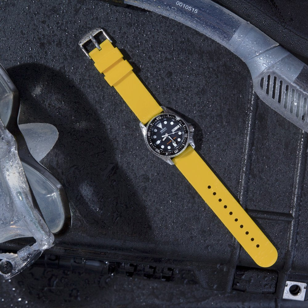 Archer Watch Straps - Silicone Quick Release Soft Rubber Replacement Watch Bands (Naples Yellow, 16mm)