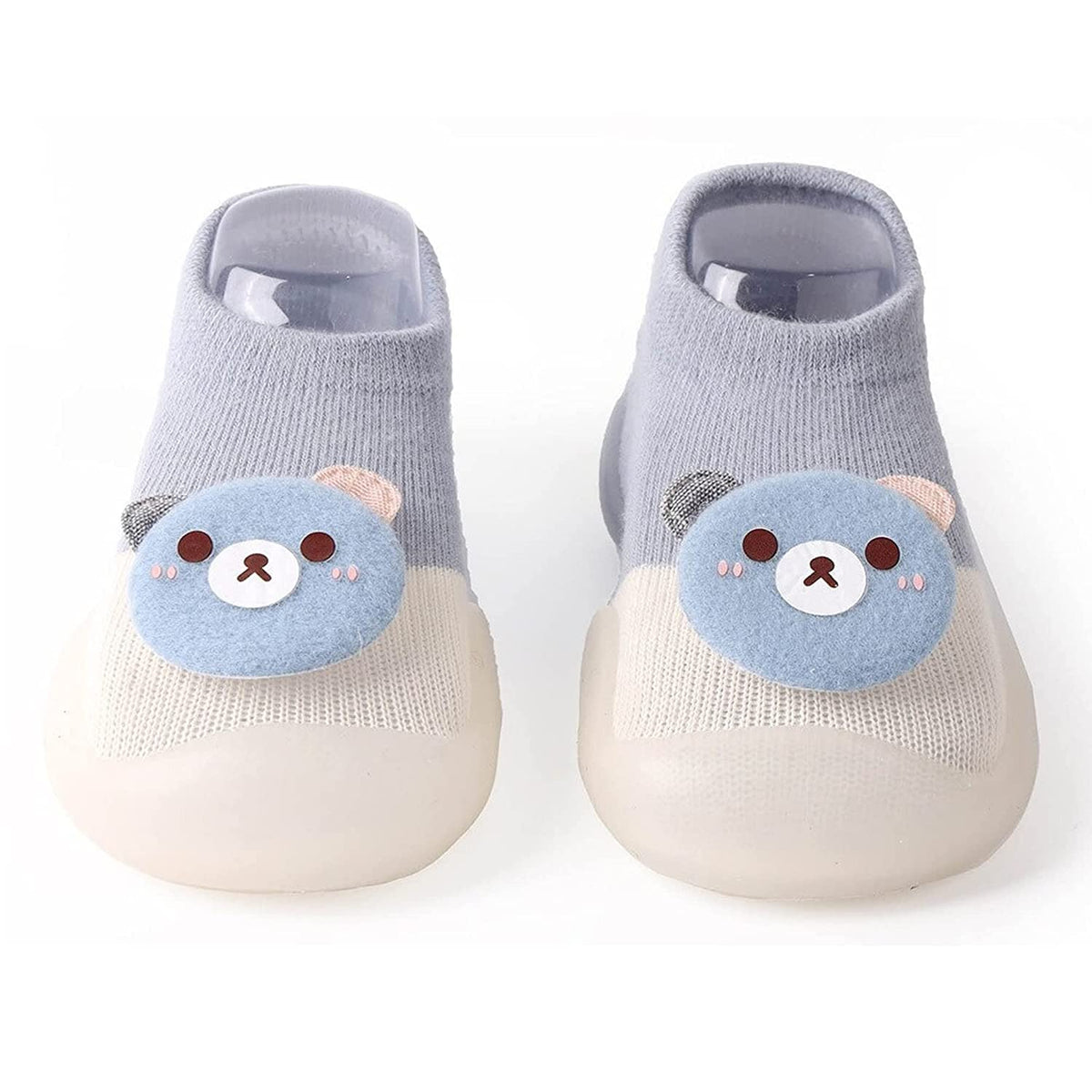 Fayby Baby Toddler Sock Shoes With Rubber Sole | NonSkid Indoor Slipper Infant First Walking Floor Soft Sole Cotton Mesh Slippe 21