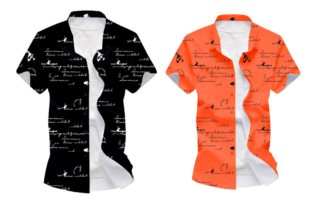 Kadiyu Half Sleeve Printed Shirts For Men Regular Fit Printed Spread Collar Casual Shirt Lycra Fabric With Combo Shirt (Pack Of 