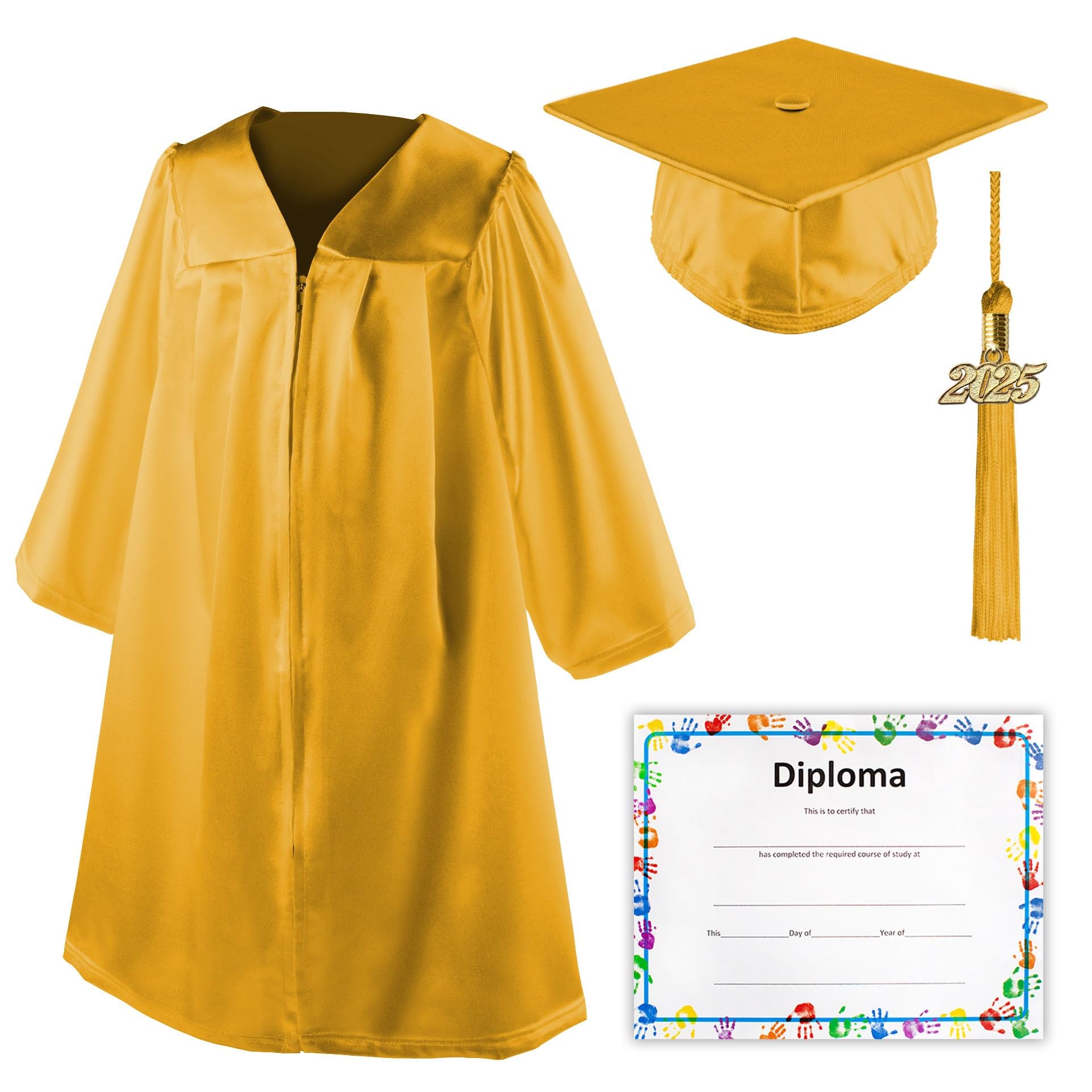 Class Act Graduation Shiny Kindergarten Preschool Graduation Cap and Gown with Matching Tassel and Diploma Certificate, Kelly Gr