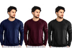 Noble Monk MenS Round T Shirt (Combo Pack Of 3) -Regular Fit |Full Sleeves |Solid Pattern | Casual T-Shirt For Men