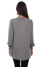 PULL OVER SCOOP NECK BLOUSE W/EMB