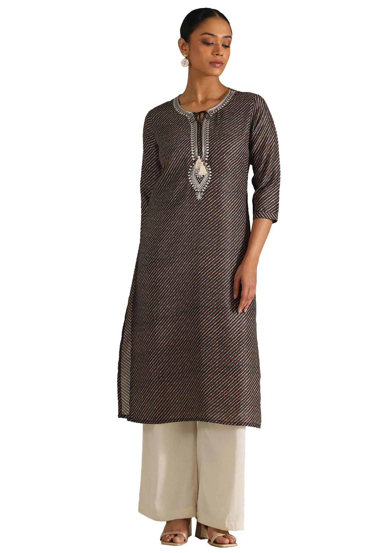 Soch Women Muslin Leheriya Kurta with Zari Woven