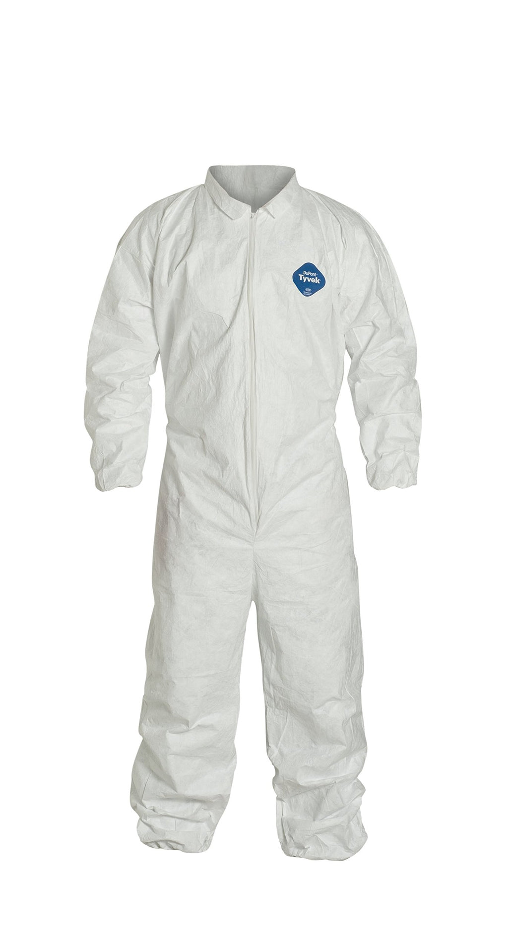Collared Disposable Coveralls, 2XL, White, Zipper