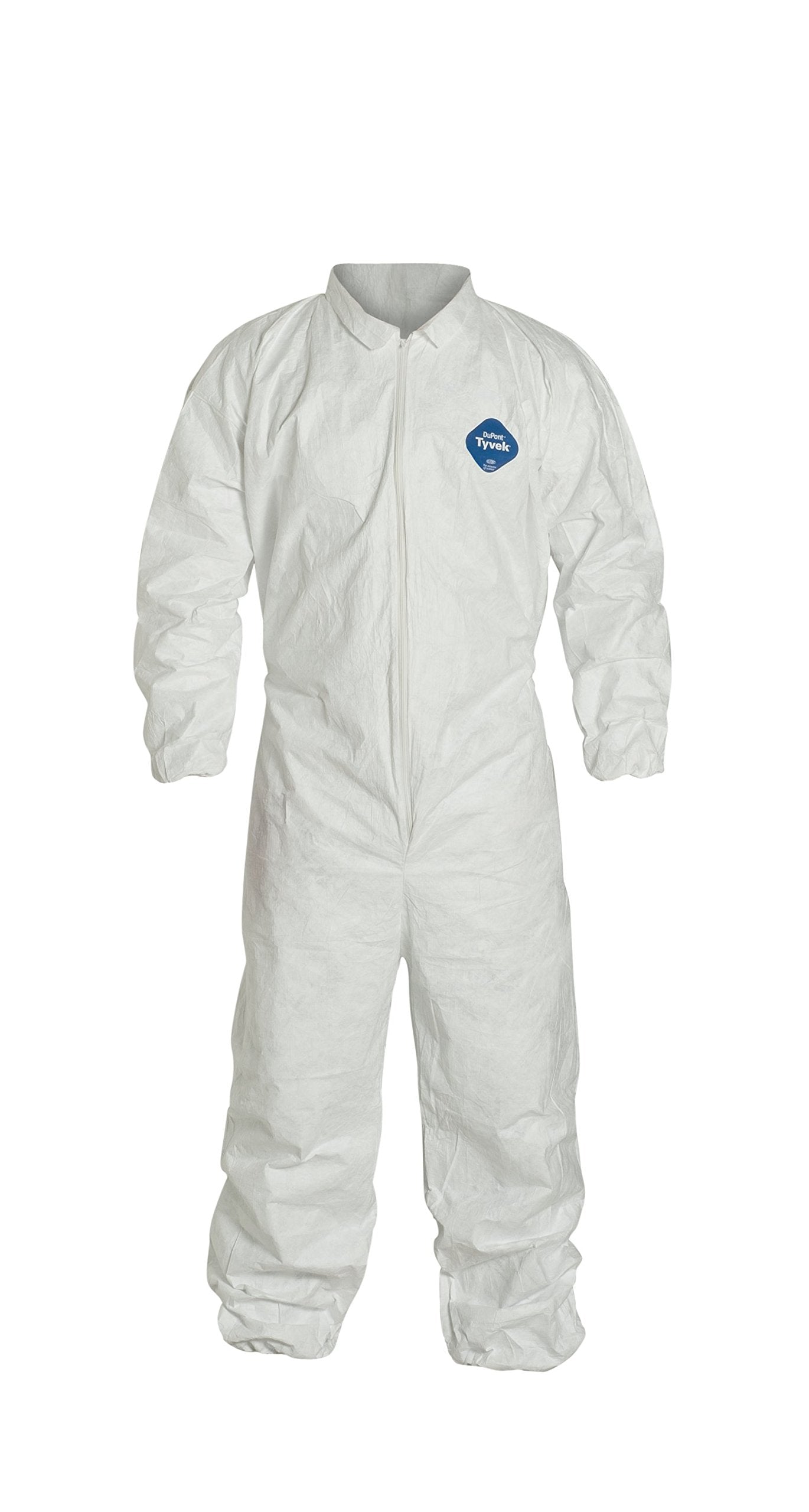 Collared Disposable Coveralls, 2XL, White, Zipper