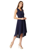 Miss Chase WomenS Georgette Skater Dress(Mcss18D10-73-71-02,Navy Blue,X-Small)
