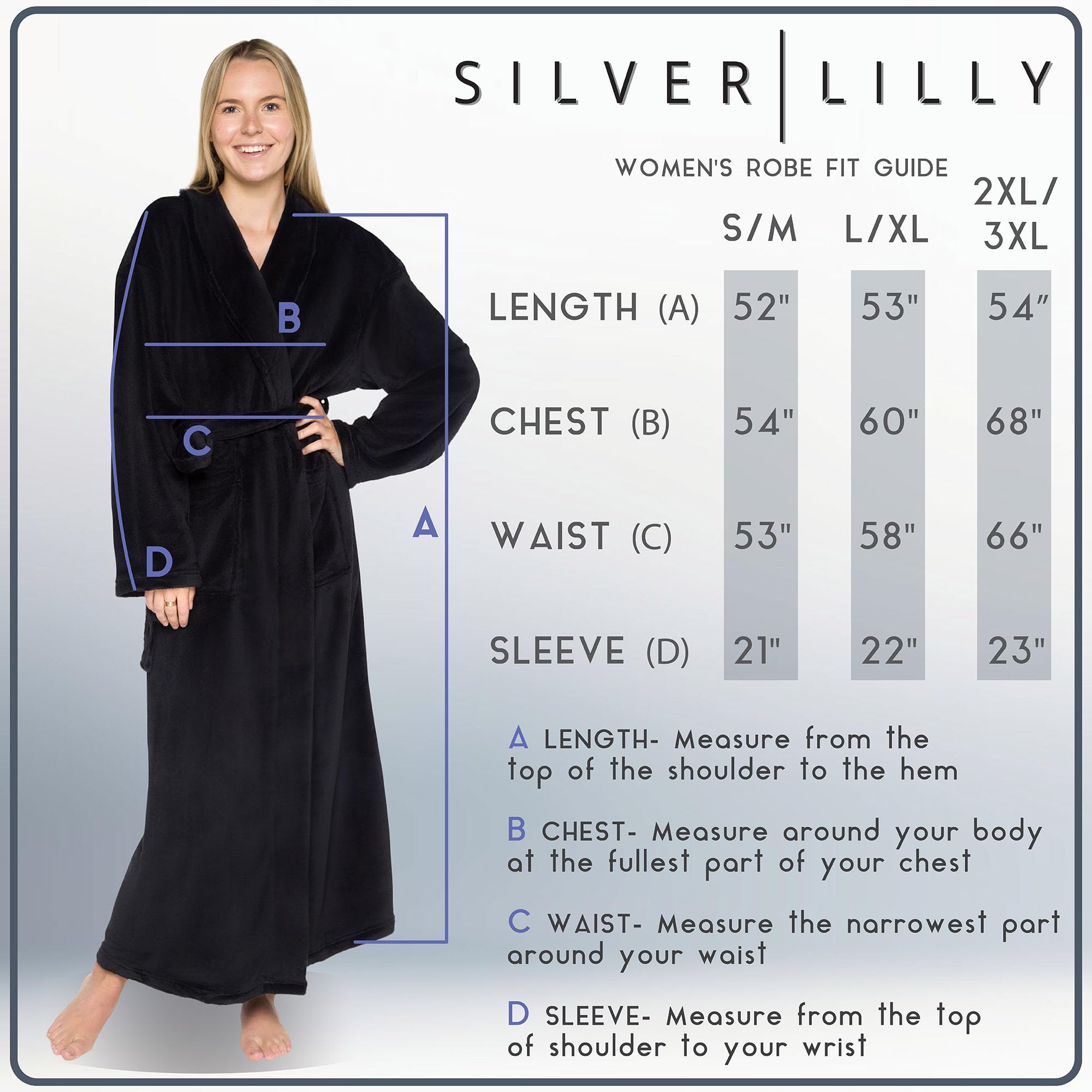 Silver Lilly Womens Plush Fleece Fluffy Long Bathrobe, Great Gift for Mother's Day, Grandma, Daughter, Sister, Wife, Friend - Sm