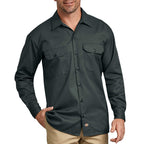Dickies Mens Long Sleeve Work Shirt, Hunter green, Medium