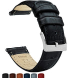 19mm Black - BARTON Alligator Grain - Quick Release Leather Watch Bands