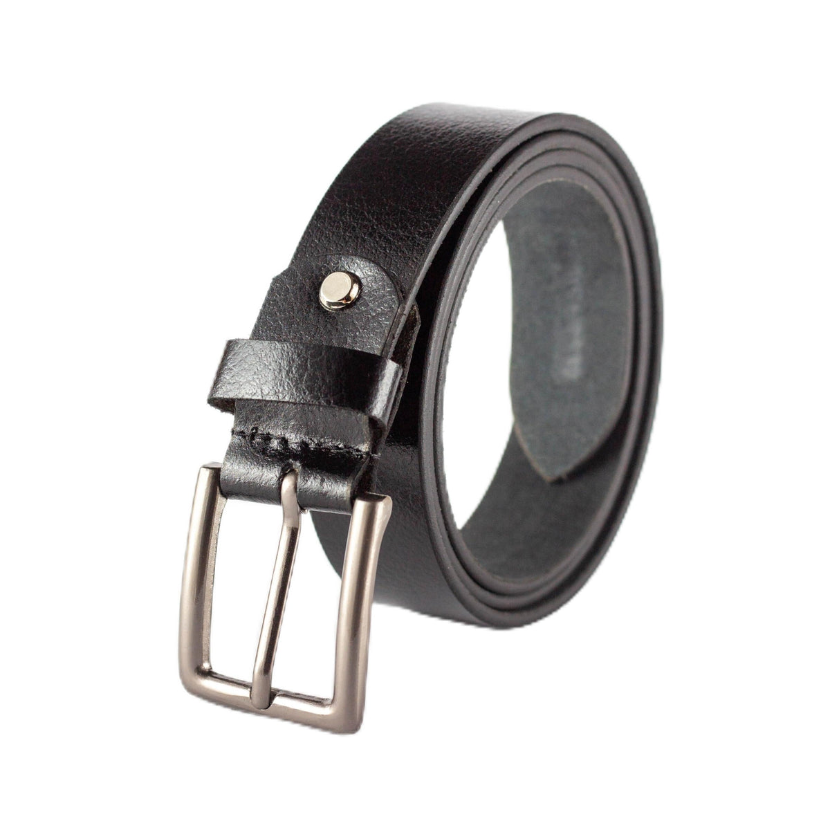 Crabby Hunt Black Leather Belt For Men | Original Branded Genuine Leather | Formal & Casual(LbSilver Square) 34
