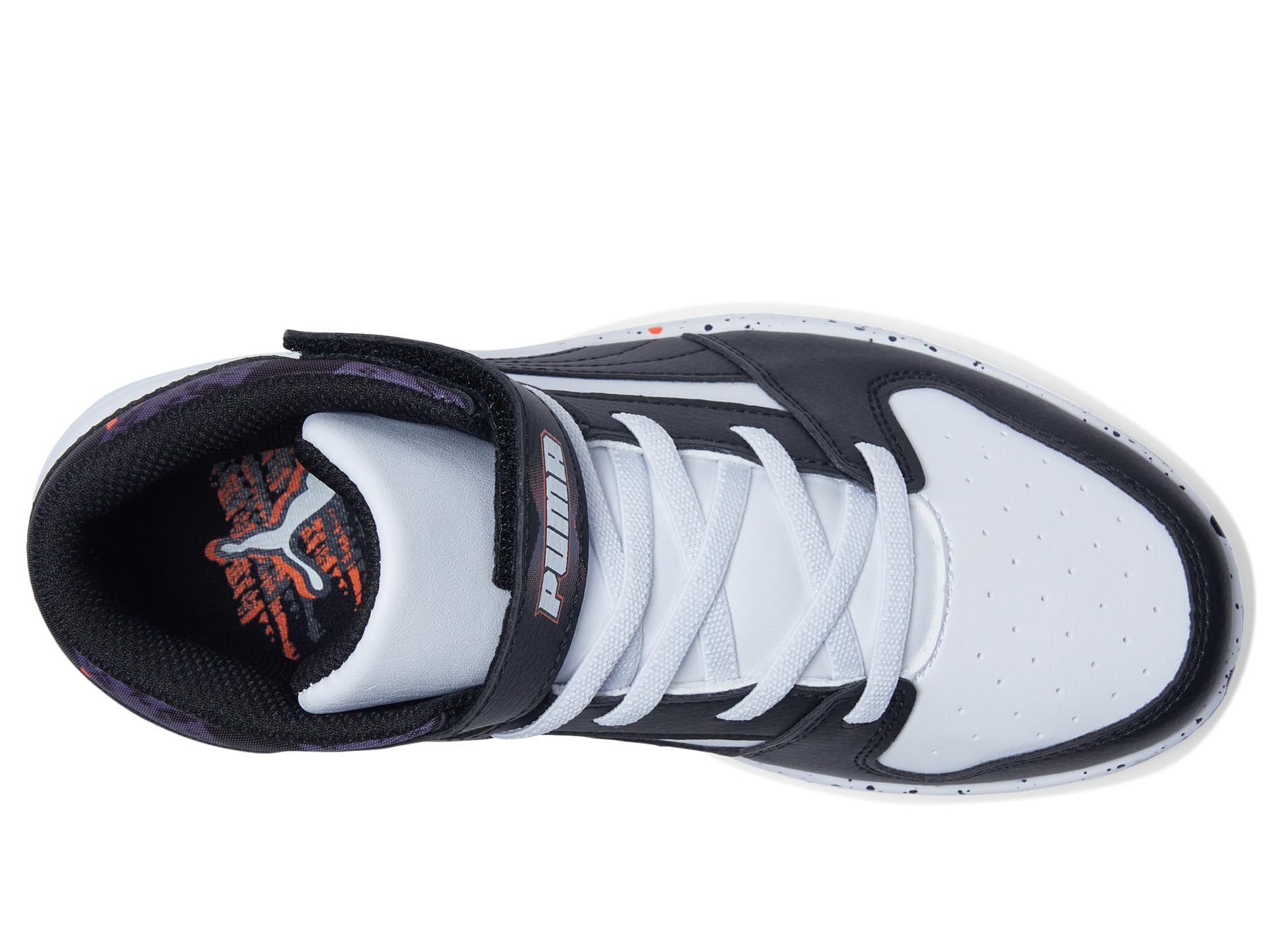 PUMA Rebound Layup Mid Hook and Loop Sneaker, White Black-Galactic Gray, 11 US Unisex Little Kid
