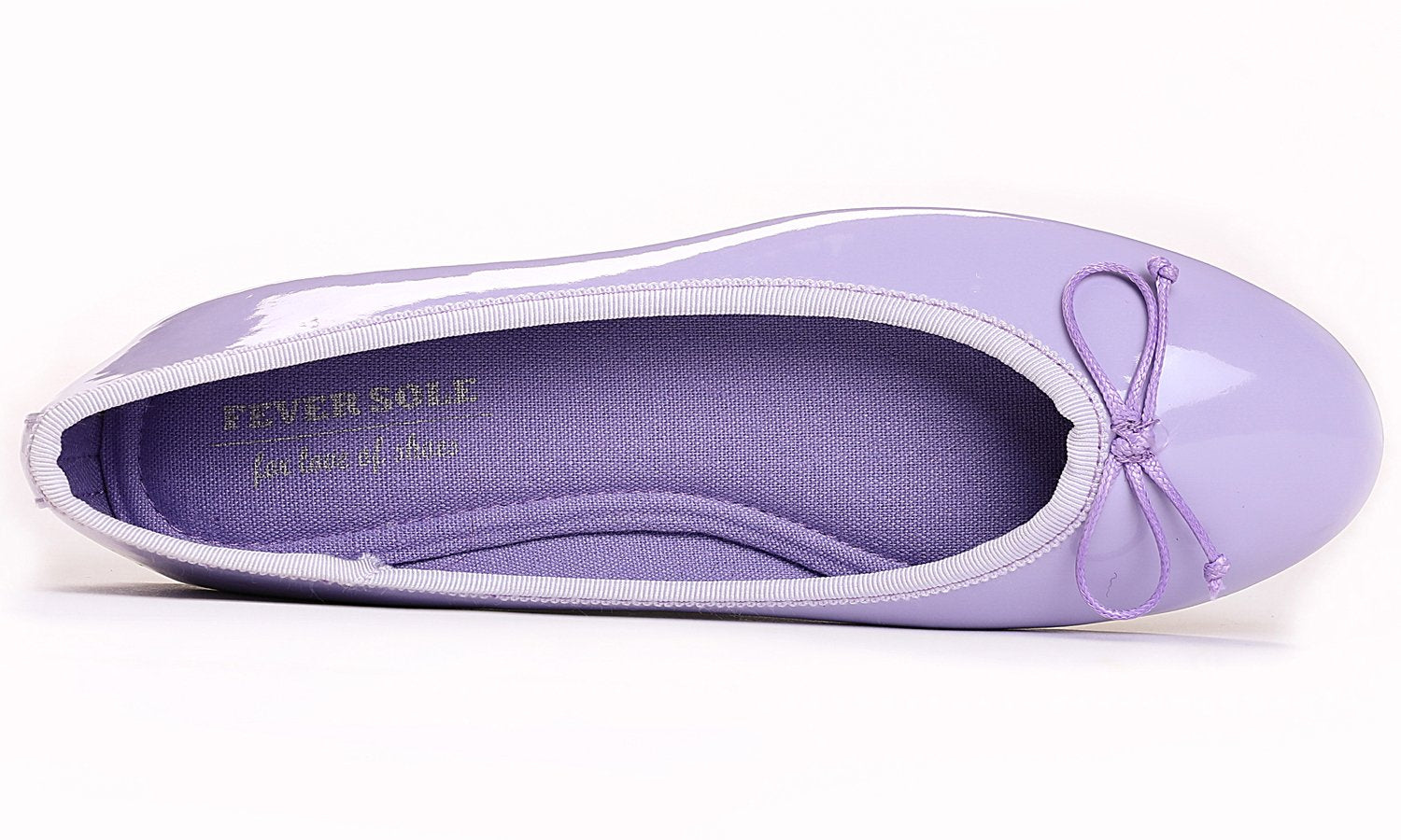 FEVERSOLE Women's Macaroon Colorful Memory Foam Cushion Insock Patent Ballet Flat Lilac Purple Size 6.5 M US
