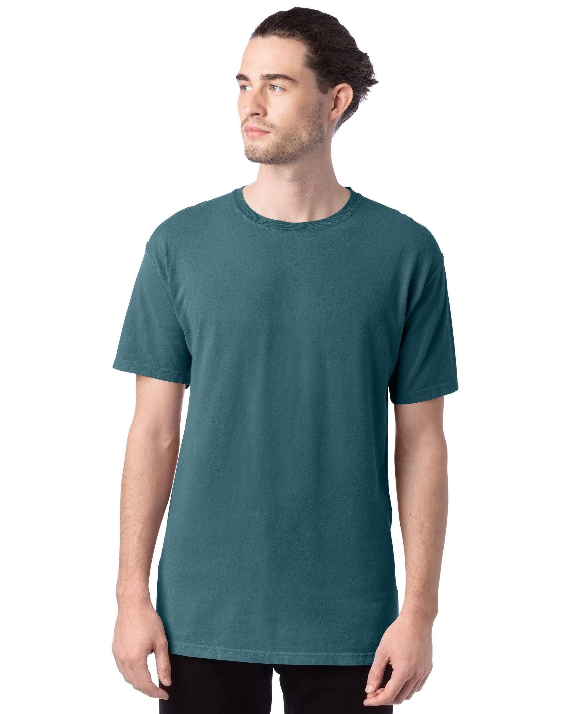 Mens garment-Dyed T-Shirt - BLAcK - S(D0102H7DAVJ)