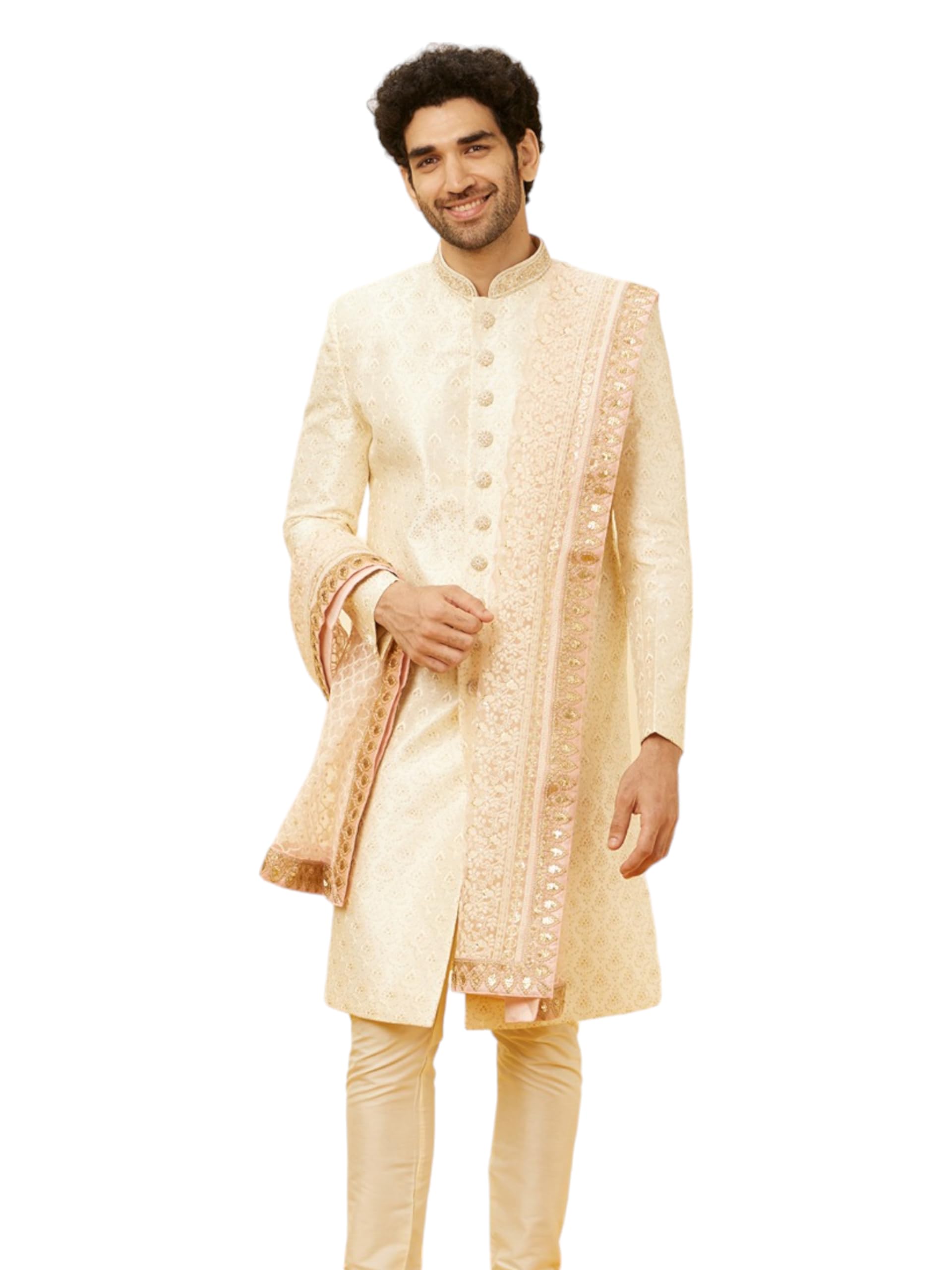 Manyavar Rose Pink Jaal Patterned Dupatta