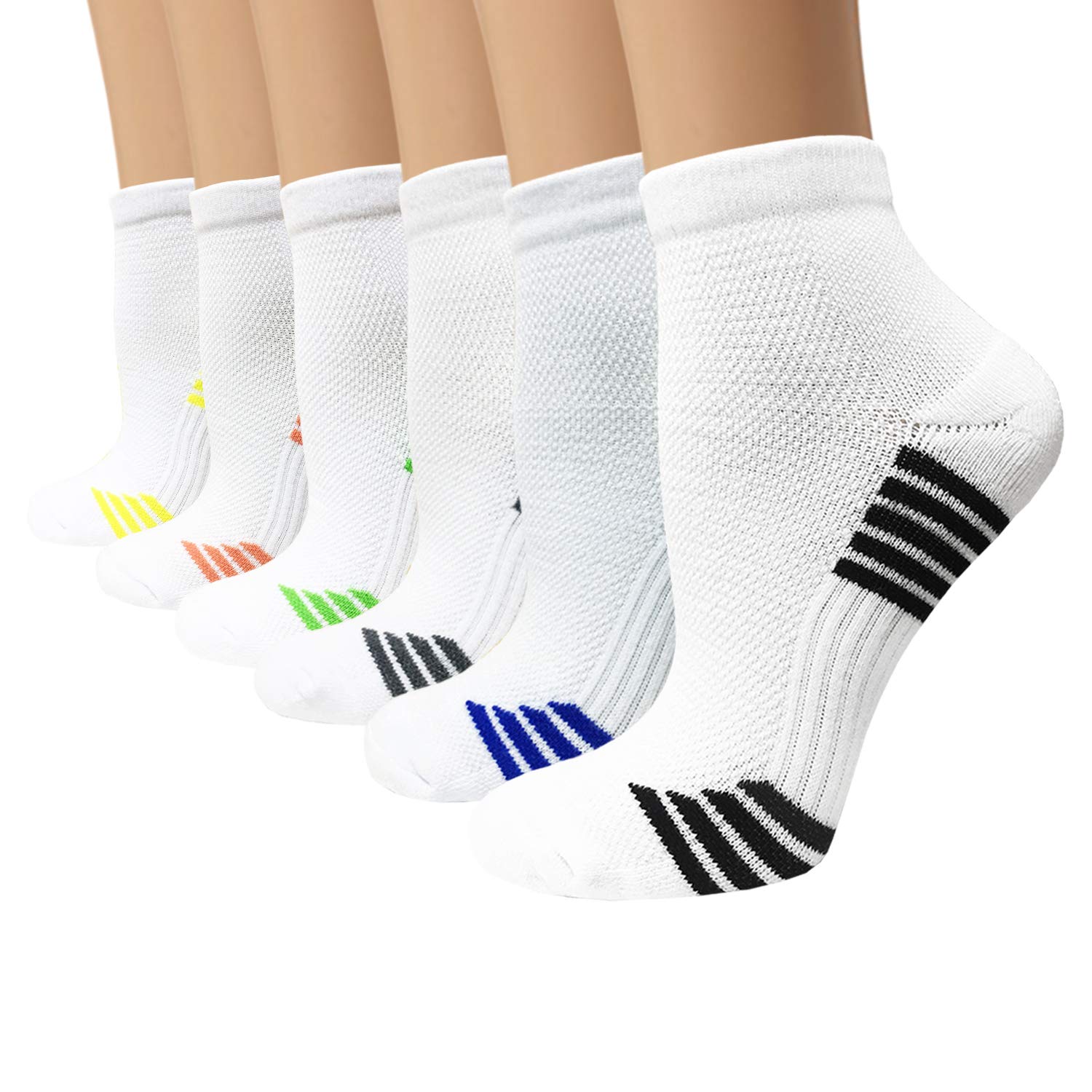 Copper Plantar Fasciitis Running Compression Socks for Men & Women -6 Pairs Arch Support Ankle Socks for Athletic&Travel