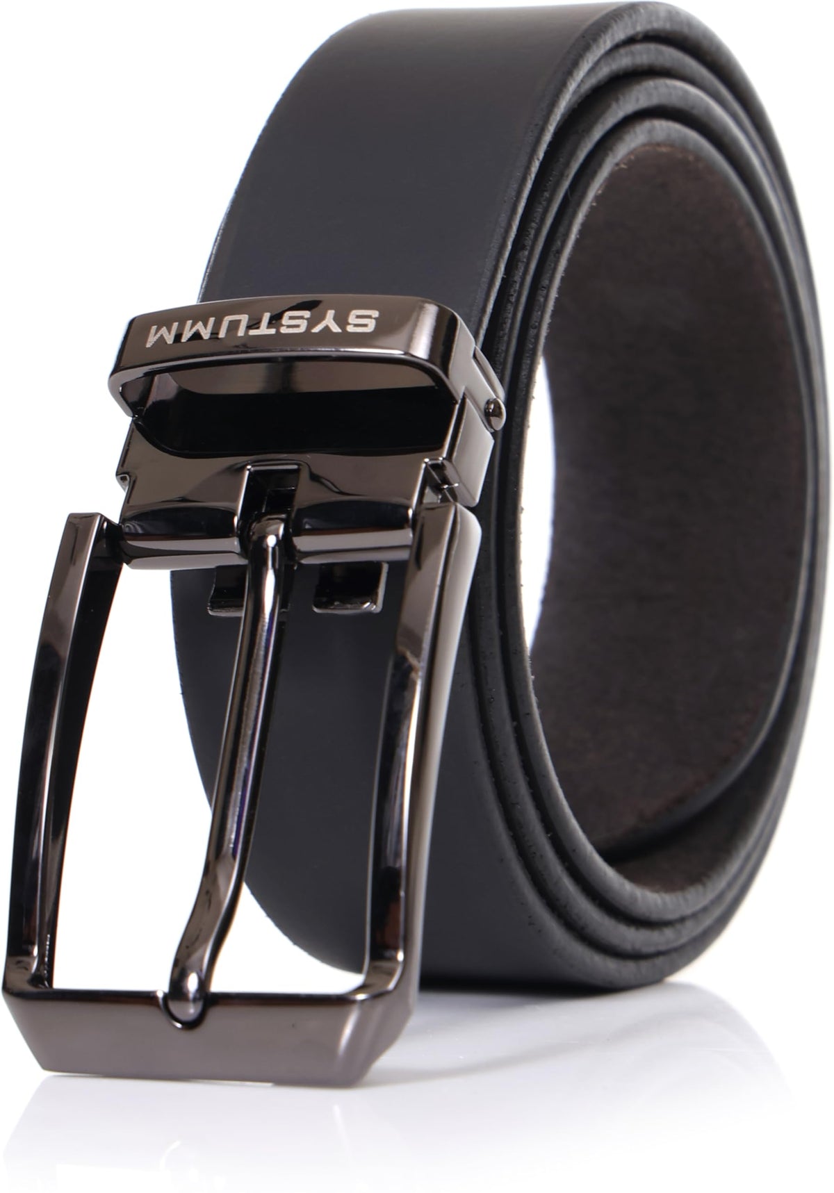 Systumm Men Formal Black, Brown Genuine Leather Reversible Belt 32