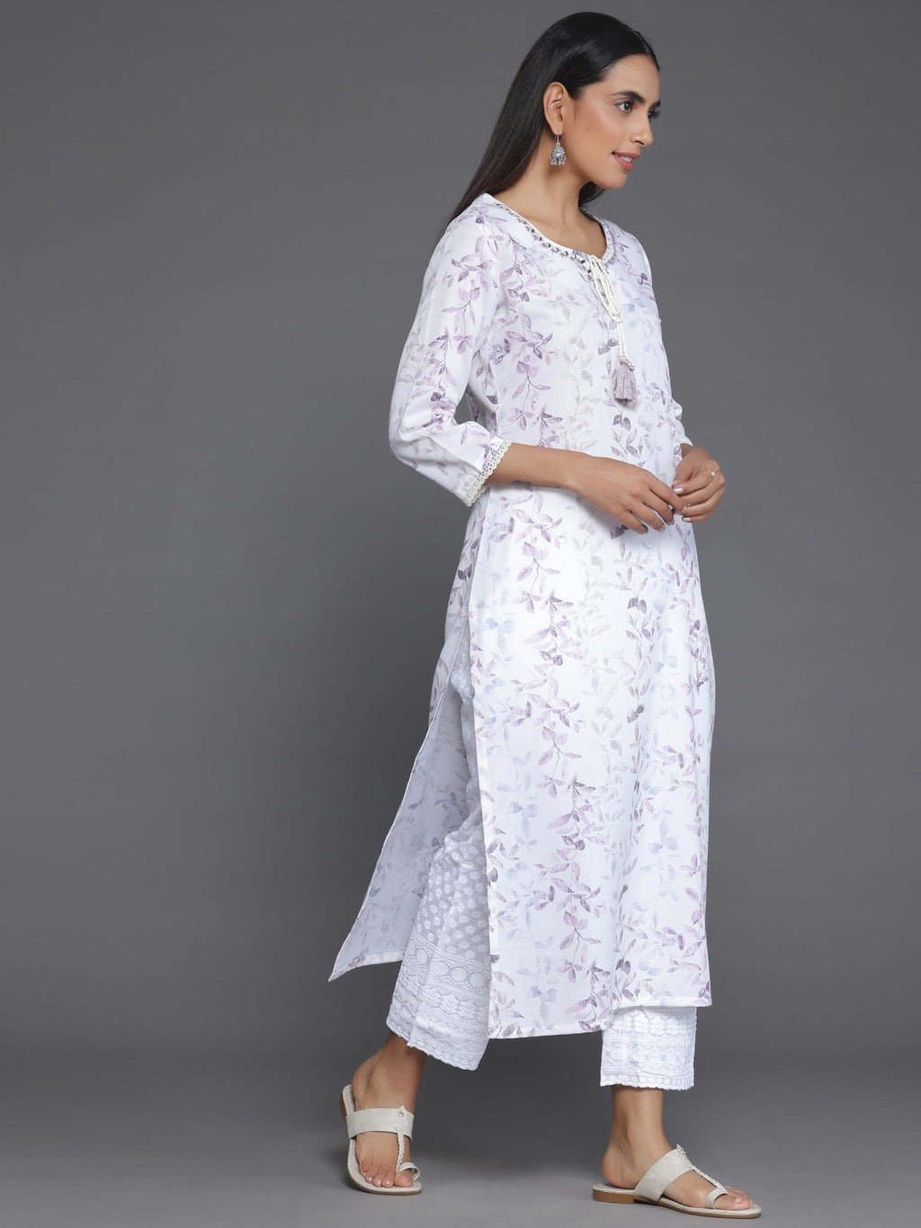 Libas WomenS Cotton Printed Straight Kurta (37128_Off White