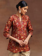 Libas WomenS Silk Blend Printed A-Line Kurtis (29110O_Red