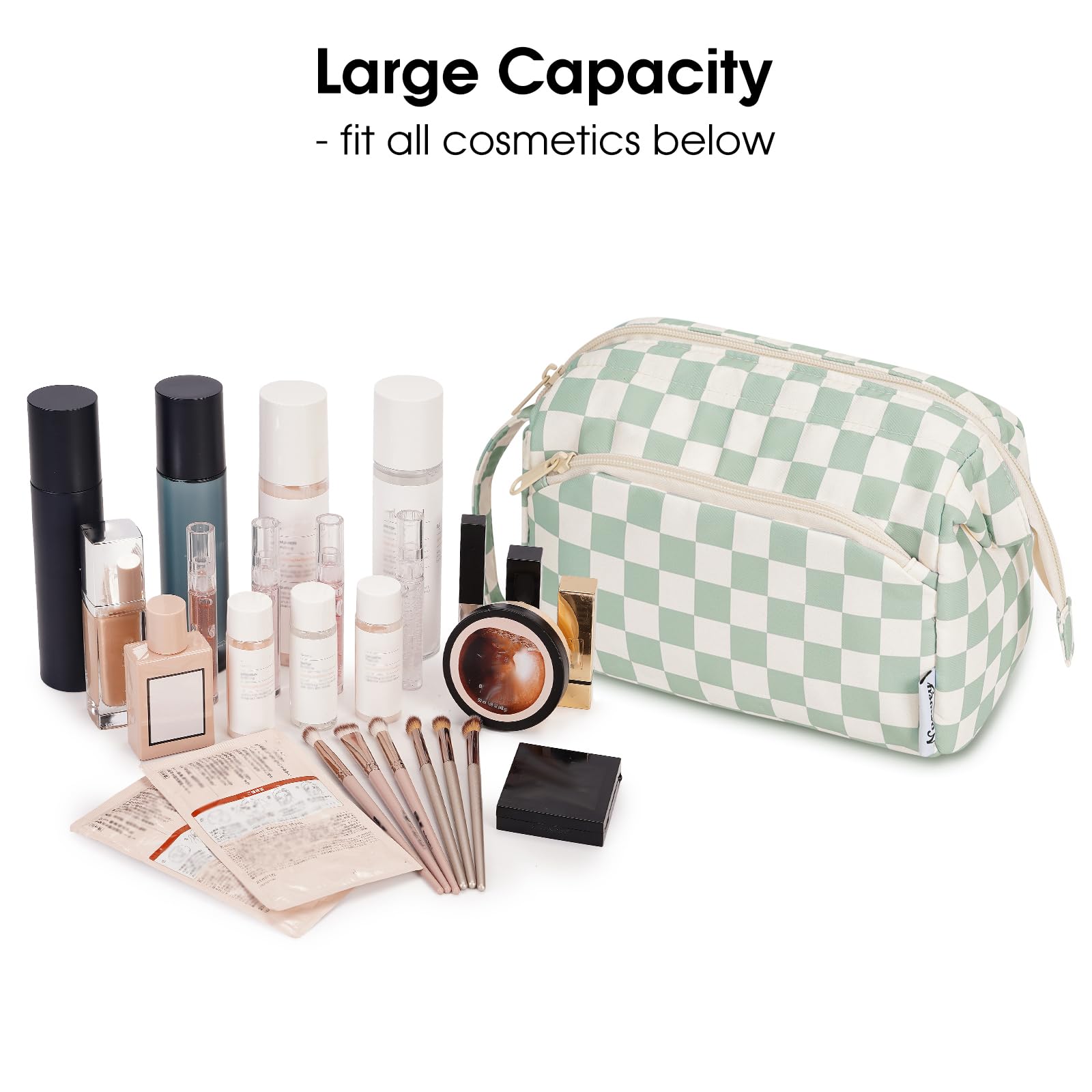 Narwey Large Women Makeup Bag Wide-open Make up Bag Travel Cosmetic Organizer Toiletry Bag for Cosmetics Toiletries Accessories