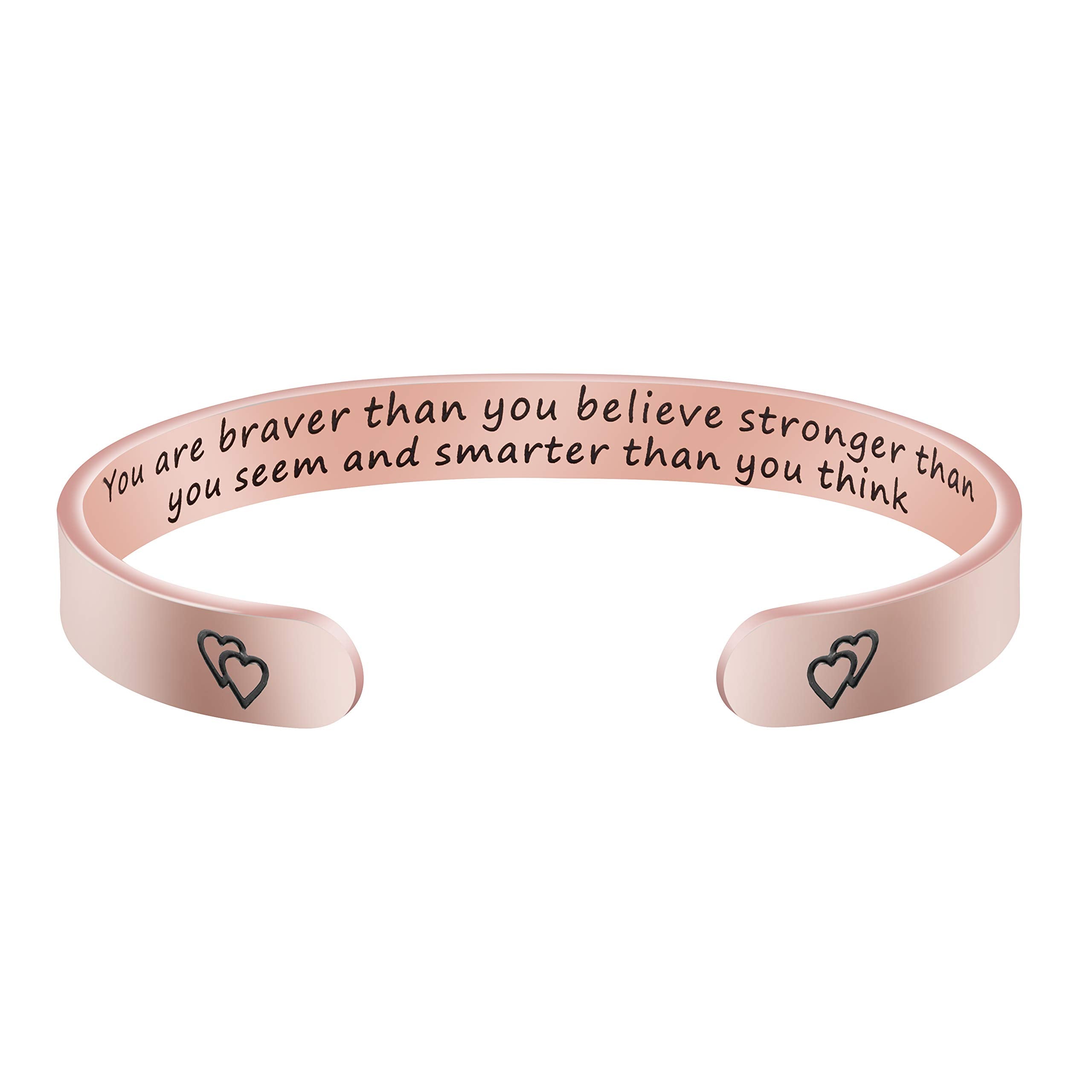 JoycuFF Inspirational Cuff Bangle Bracelets for Women Birthday Christmas Gifts Jewelry Rose Gold