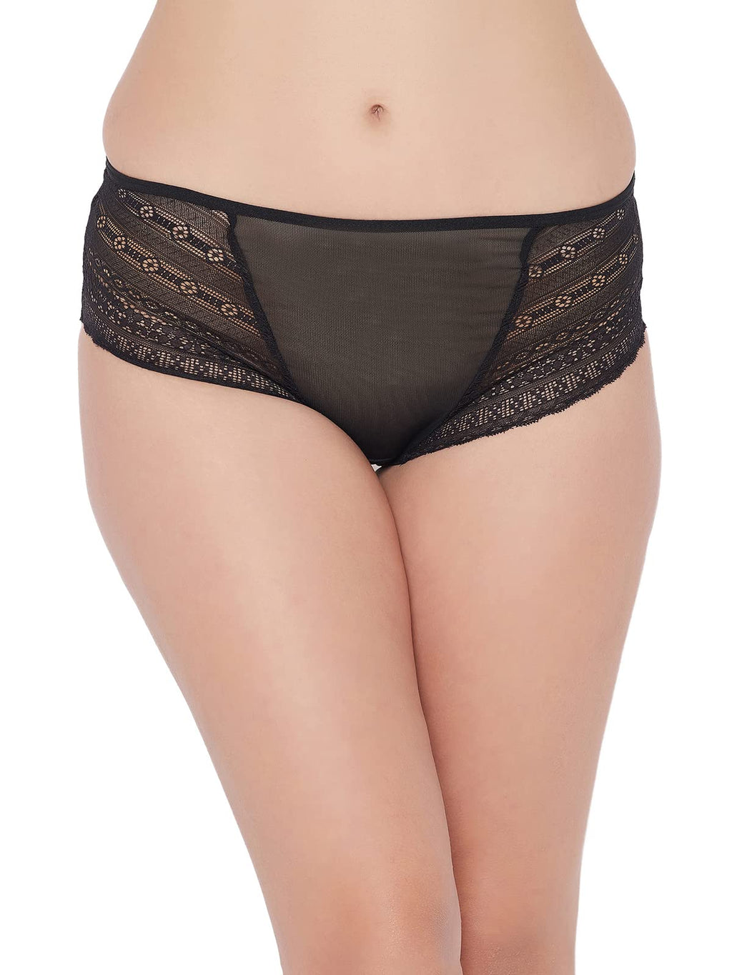 Clovia WomenS Lace Mid Waist Bikini Panty With Lacel Panels (Pn5102X13_Black_Xl)