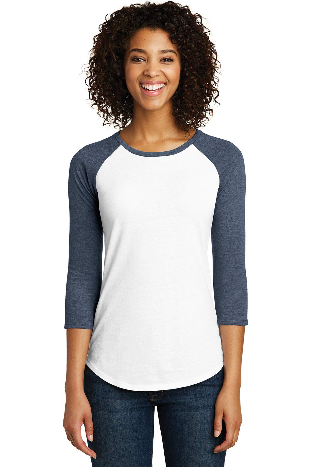 District Womens Fitted Very Important Tee 3/4-Sleeve Raglan DT6211