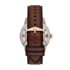 Fossil Men's Townsman Automatic Stainless Steel and Leather Three-Hand Skeleton Watch, Color: Rose Gold/Chocolate (Model: ME3259