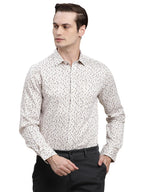 Turtle Men Grey Printed Full Sleeve Slim Fit 100% Cotton Formal Shirt