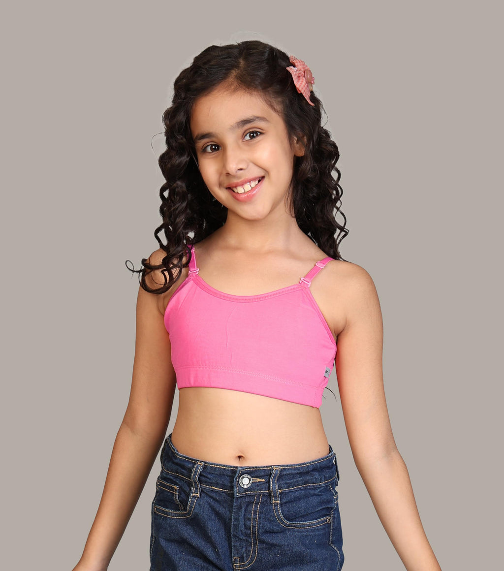Kyda Kids Girls Antibacterial Cotton Solid Non Padded, Beginners Bra For Girls