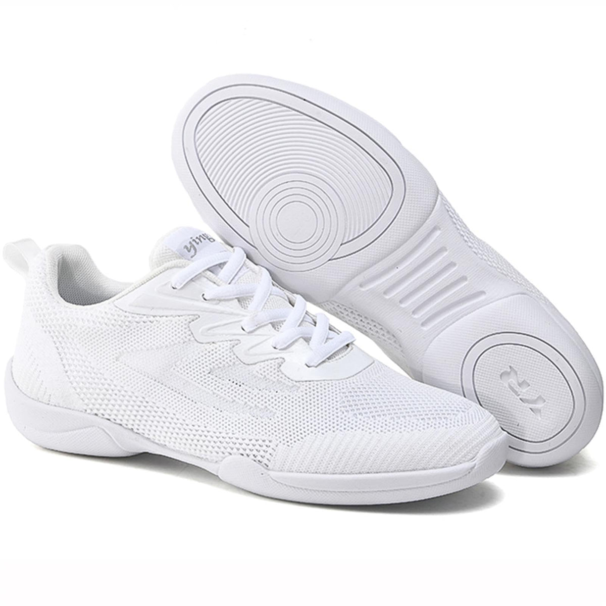 PPXID Youth Girls Mesh Breathable Running Sneakers Athletic Training Tennis Shoes White Cheerleading Shoes Dance Shoes, White, 3 2.5
