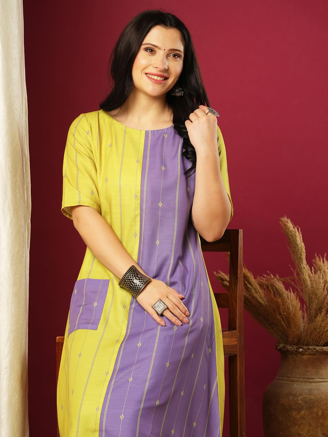 ANNI DESIGNER Women s Kurta with Trousers, multi-coloured, L