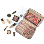 NISHEL Large Double Layer Travel Makeup Bag Women, Large Cosmetic Case, Organizer for Travel-Size Accessories Bottles, Brushes,