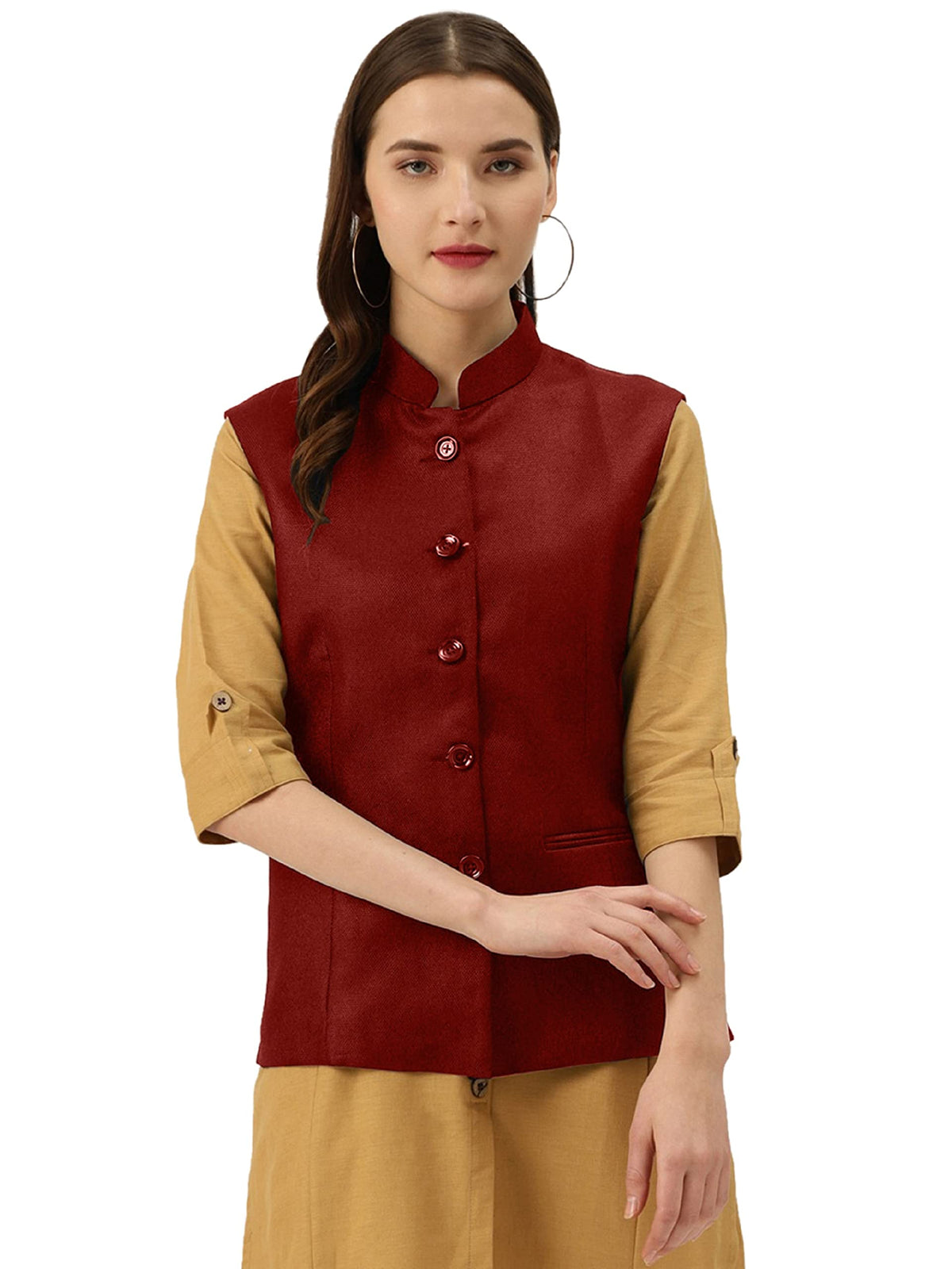 Vastraa Fusion Womens Solid Nehru Jacket (36) 36