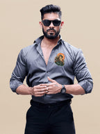 Indoprimo Men'S Stylish Solid Satin Casual Shirt For Men Full Sleeve - Bird Darkgrey