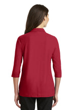 Port Authority Ladies Silk Touch 3/4-Sleeve Polo L Red