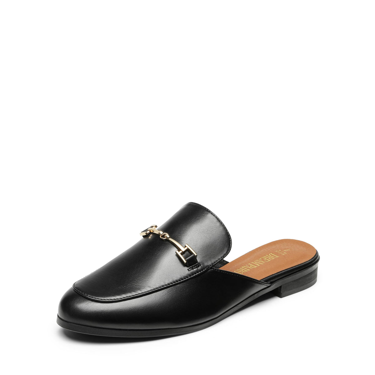 DREAM PAIRS Mules for Women Flats Comfortable Buckle Mules Slip on Slides Backless Loafers Shoes, Tanpu, 8 6