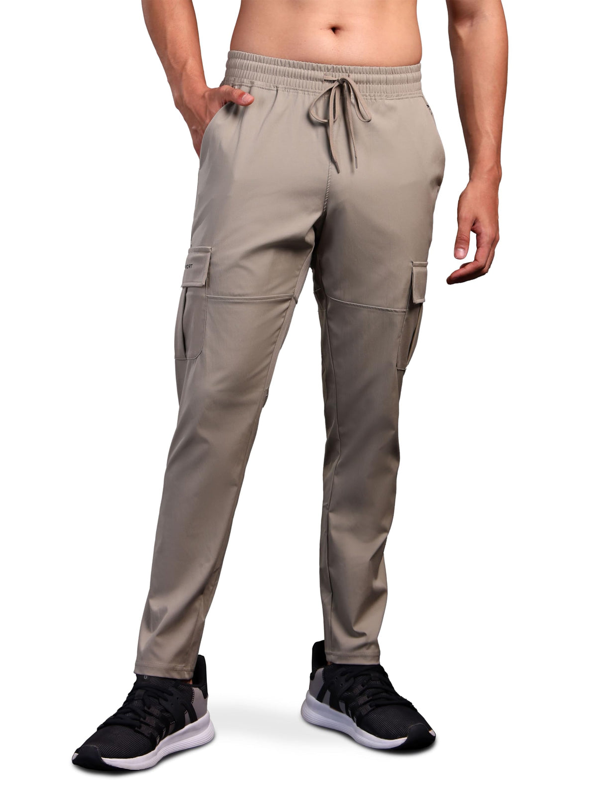 Technosport Mens Mid Rise Polyester Regular Fit Solid Cargo For Activewear,Use And Quick Dry  (Mpor99Khi_Khaki_2Xl) 2