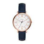 Fossil Women's Jacqueline Quartz Stainless Steel and Leather Watch, Color: Rose Gold, Navy (Model: ES3843)
