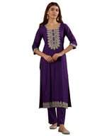 Gerua by Libas Embroidered Silk Blend Straight Kurta With Trousers