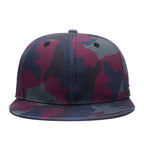Unisex Camouflage Baseball Cap,Classic Army Camo Adjustable Snapback Flat Bill Brim Trucker Hat Red Green Blue