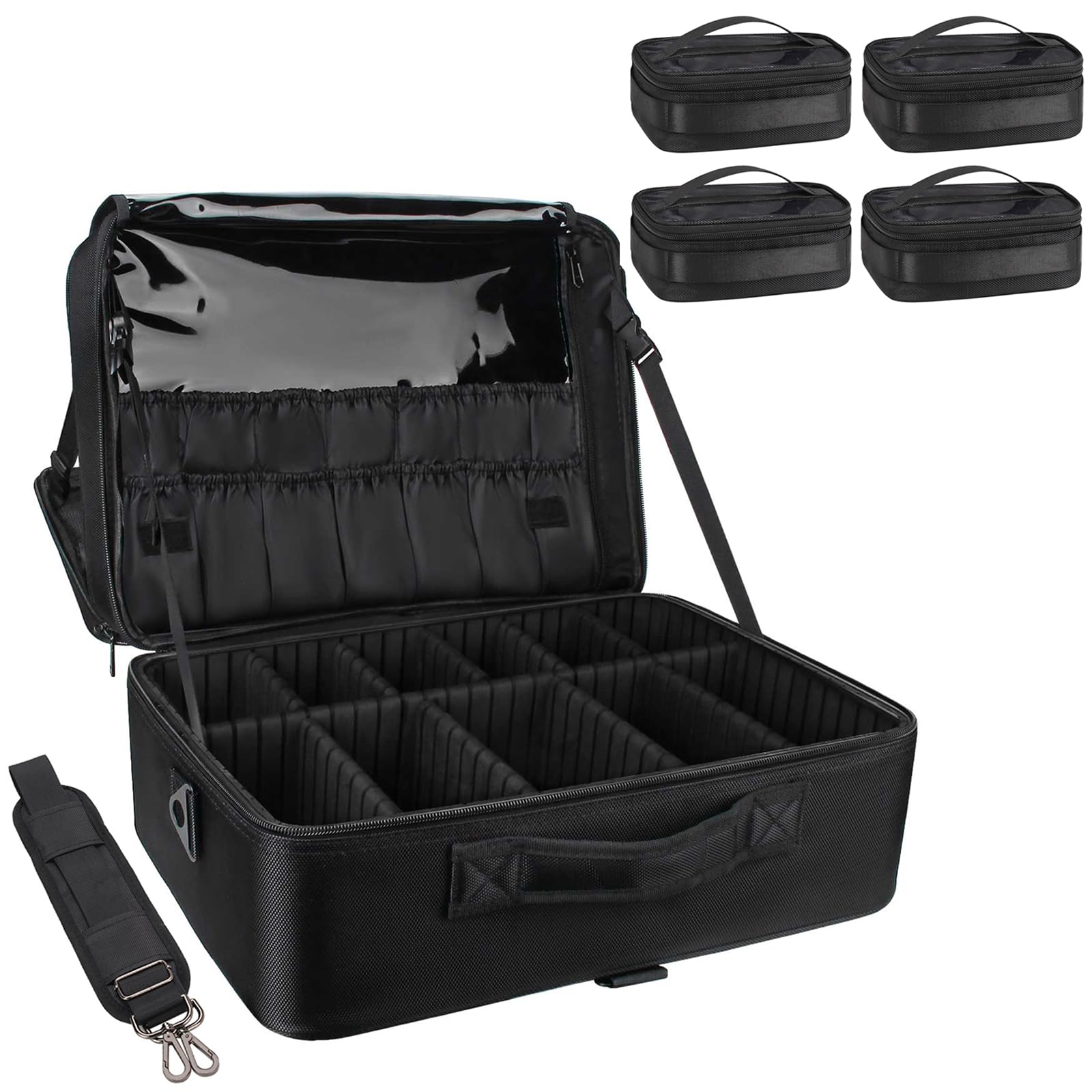 Relavel Extra Large Makeup Case with 4 Pcs Makeup Bags, Professional Makeup Artist Set Portable Nail Organizer Box Art Supply Ca