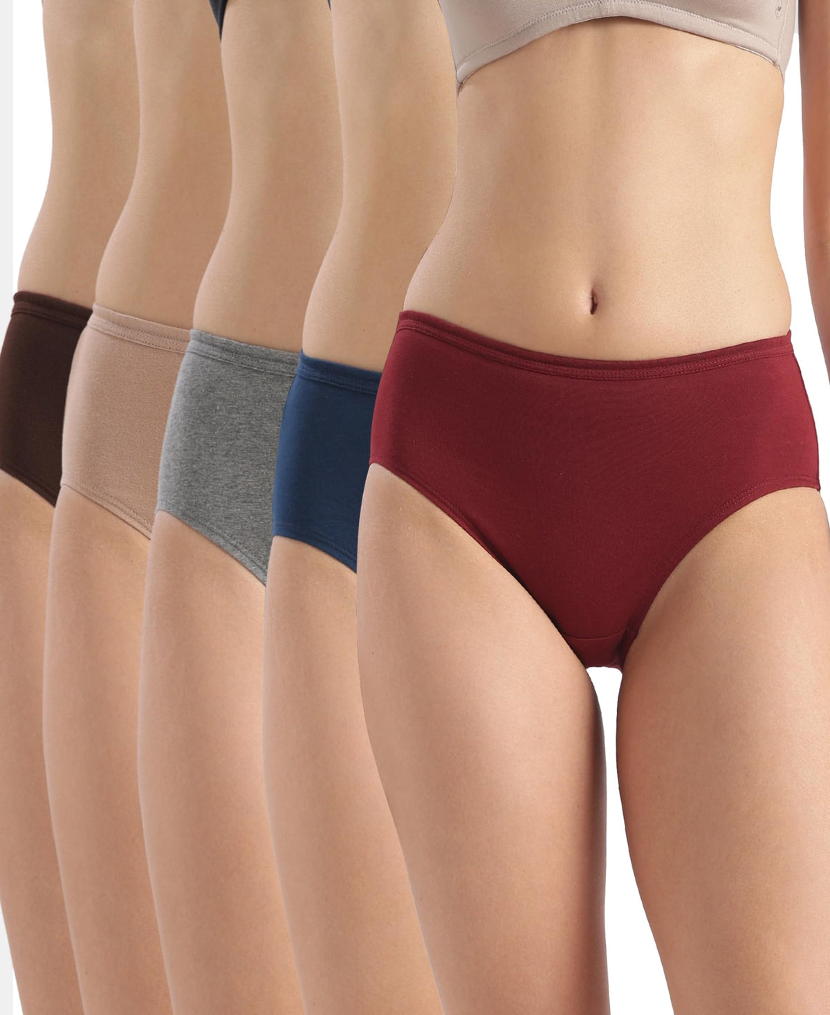 Jockey 1406 WomenS High Coverage Super Combed Cotton Hipster With Concealed Waistband And Stayfresh Treatment (Pack Of 5)_Dark 
